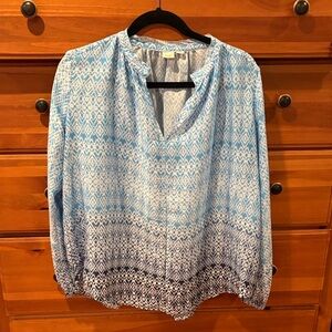 GAP Blue and White Geometric Blouse